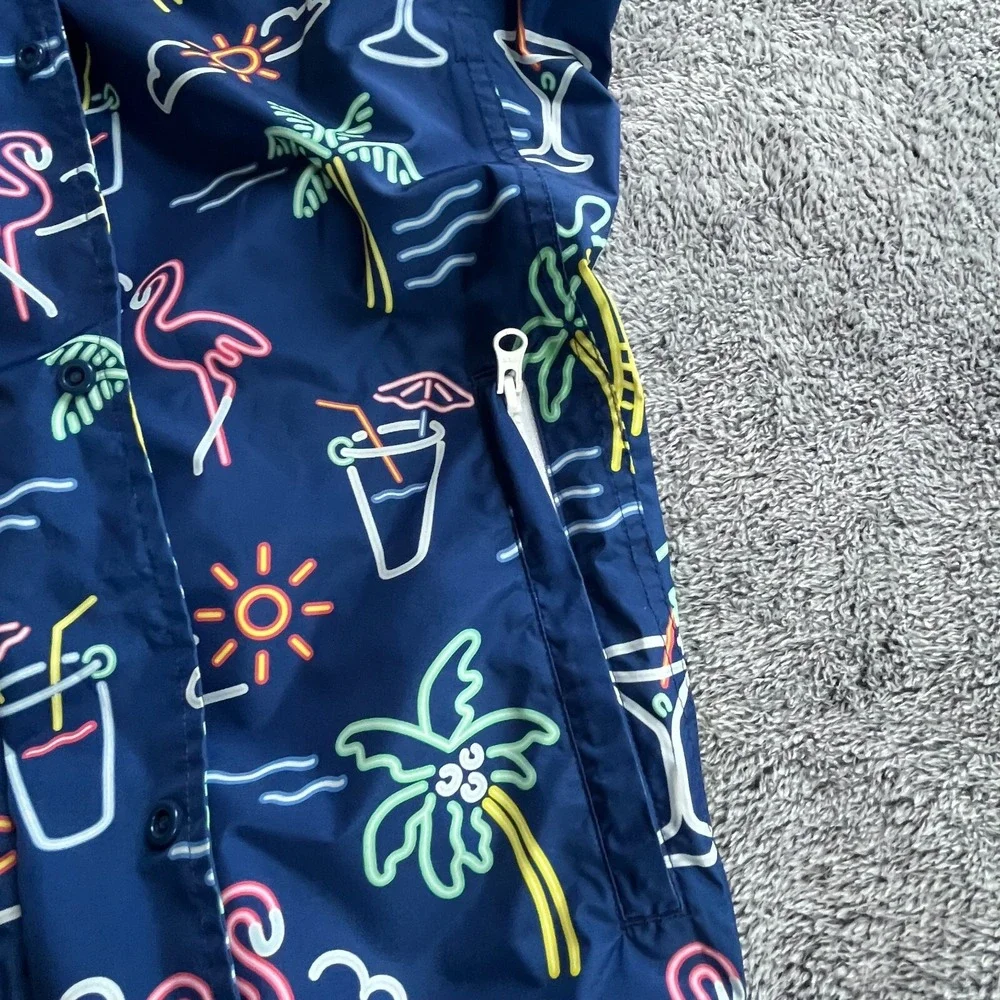 Chubbies Swim Jacket Oversized Medium Neon Y2K Flamingo Full Zip Beach 16775